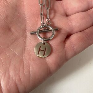 Letter Pendant with Silver Toggle Chain